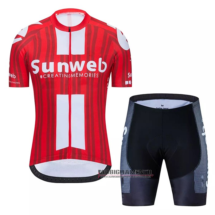Abbigliamento Sunweb 2020 Manica Corta e Pantaloncino Con Bretelle Rosso - Clicca l'immagine per chiudere